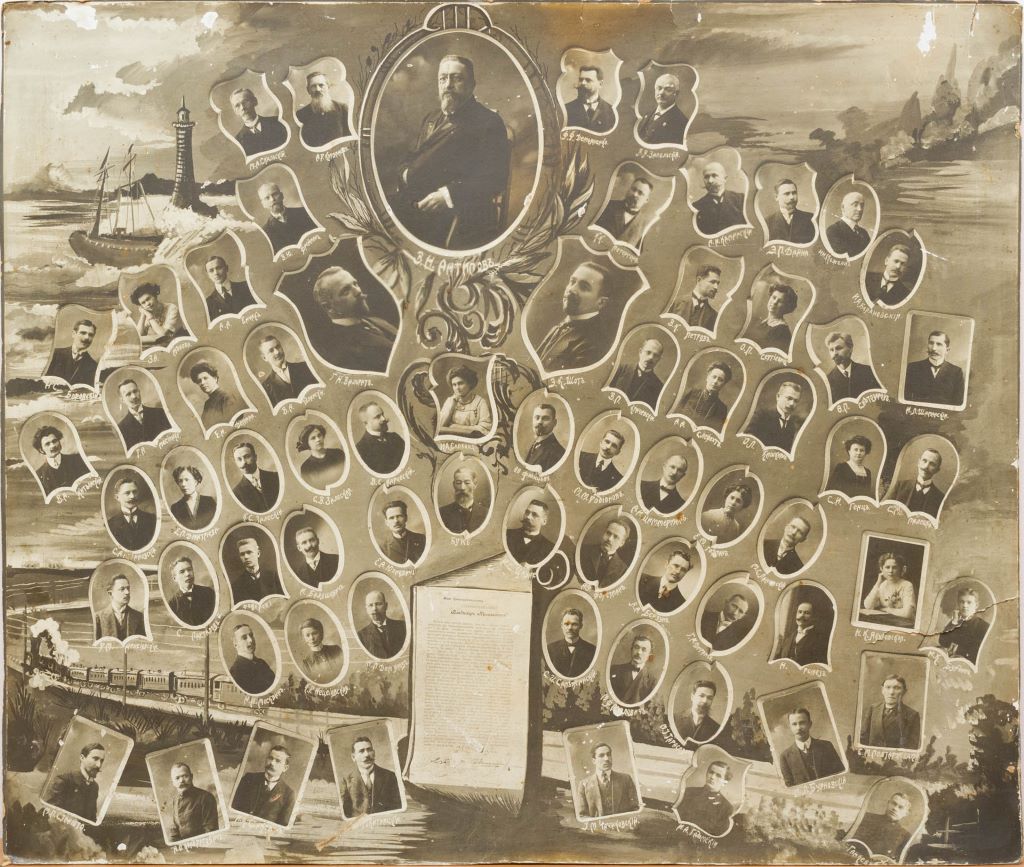 Фотография Название: «Члены правления Либаво-Роменской железной дороги» Место создания: Минск Время создания: 19.10.1912 Материал: фотобумага матовая, картон Техника: фотопечать черно-белая Размер: 49 х 58 см Музейная коллекция: «Фотографии»